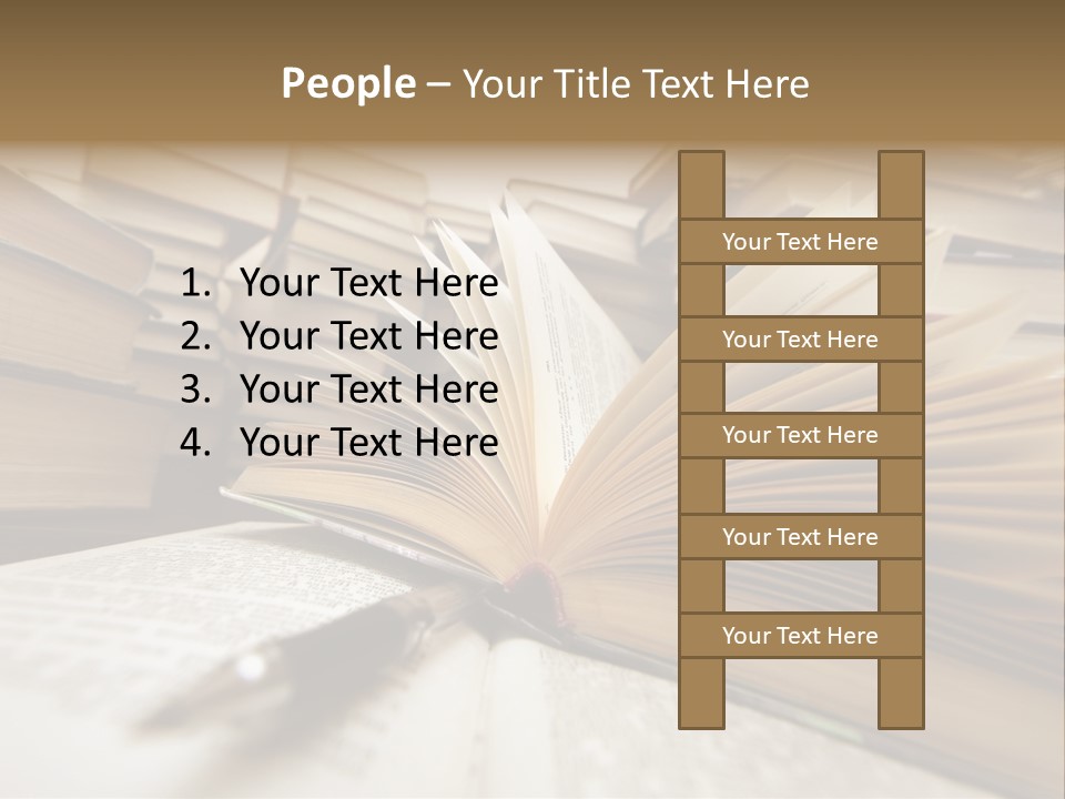 Many Old Books Combined By A Heap. Russian Saying 'Knowledge - Light, Ignorance - Darkness' PowerPoint Template