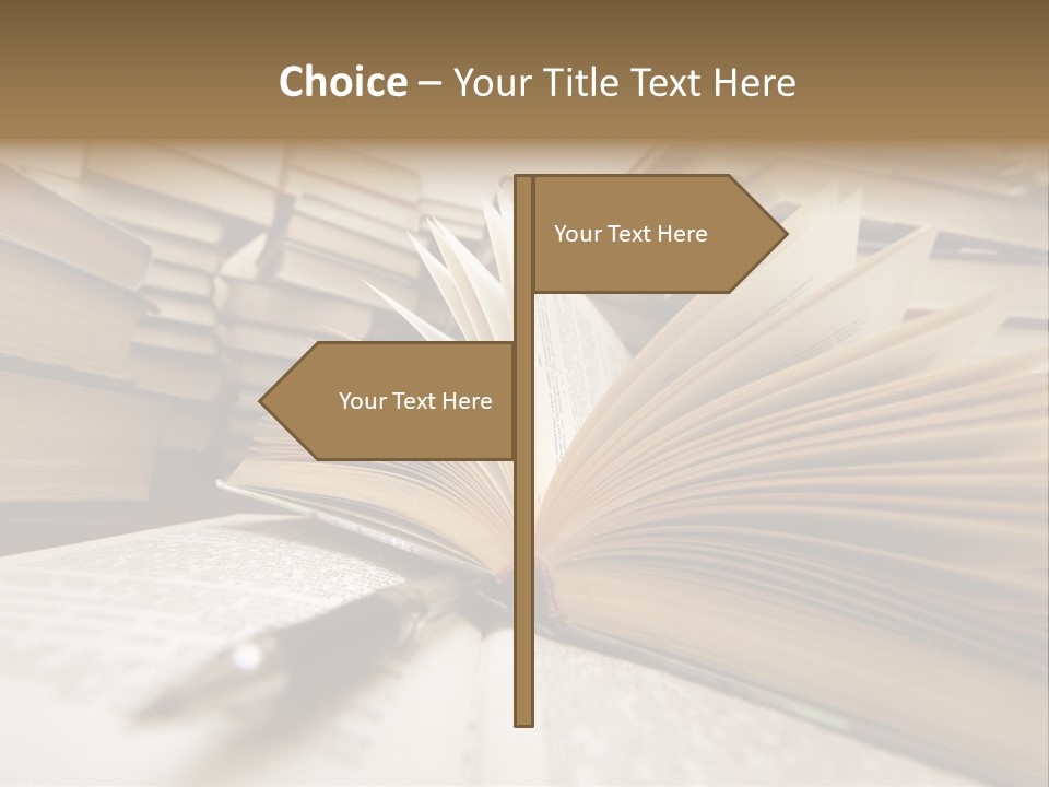 Many Old Books Combined By A Heap. Russian Saying 'Knowledge - Light, Ignorance - Darkness' PowerPoint Template