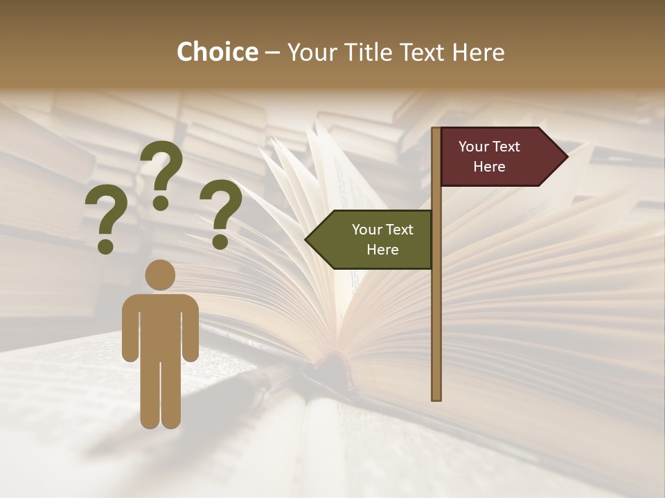 Many Old Books Combined By A Heap. Russian Saying 'Knowledge - Light, Ignorance - Darkness' PowerPoint Template