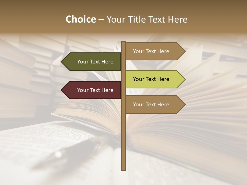 Many Old Books Combined By A Heap. Russian Saying 'Knowledge - Light, Ignorance - Darkness' PowerPoint Template