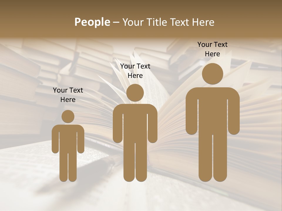 Many Old Books Combined By A Heap. Russian Saying 'Knowledge - Light, Ignorance - Darkness' PowerPoint Template