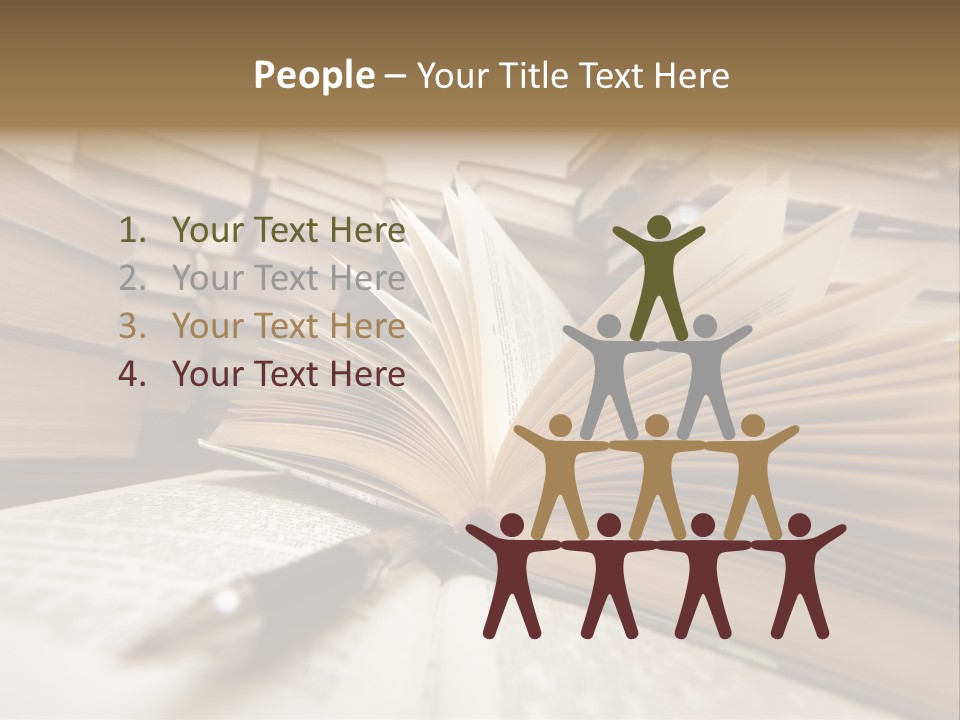 Many Old Books Combined By A Heap. Russian Saying 'Knowledge - Light, Ignorance - Darkness' PowerPoint Template