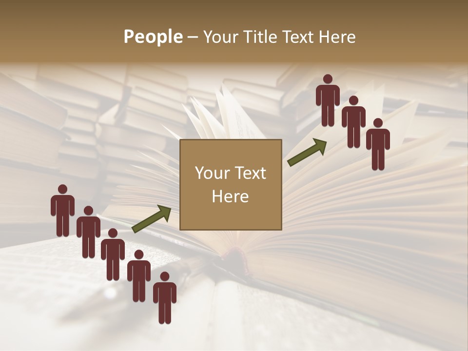 Many Old Books Combined By A Heap. Russian Saying 'Knowledge - Light, Ignorance - Darkness' PowerPoint Template
