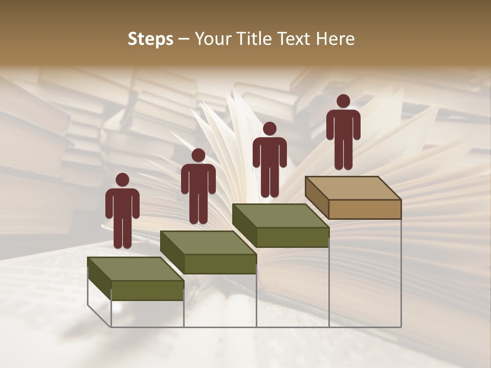 Many Old Books Combined By A Heap. Russian Saying 'Knowledge - Light, Ignorance - Darkness' PowerPoint Template