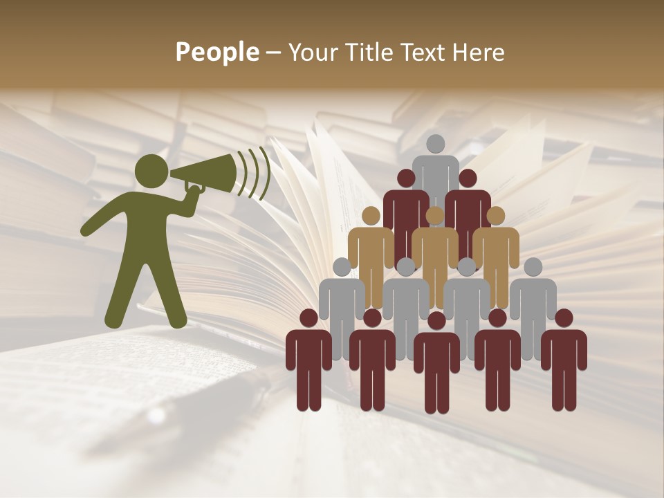 Many Old Books Combined By A Heap. Russian Saying 'Knowledge - Light, Ignorance - Darkness' PowerPoint Template