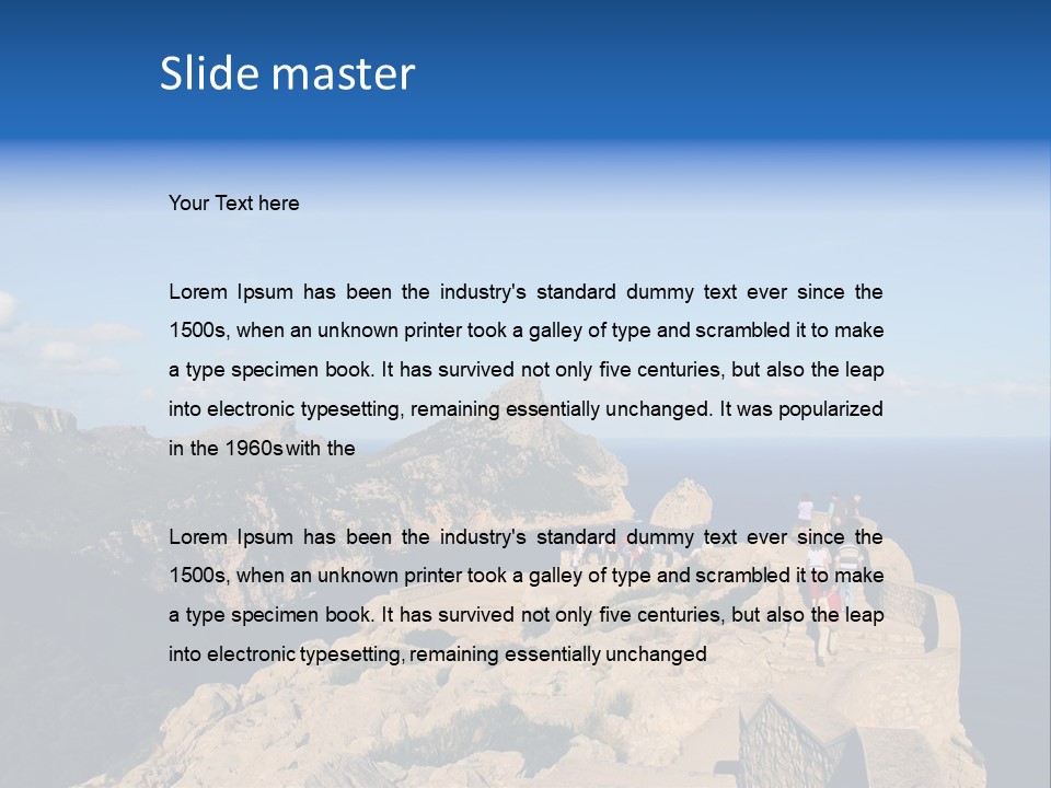 A Group Of People Walking Up A Hill Next To A Body Of Water PowerPoint Template