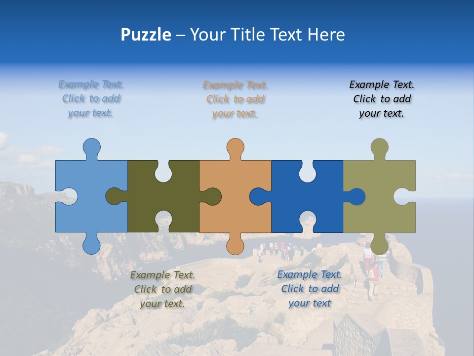 A Group Of People Walking Up A Hill Next To A Body Of Water PowerPoint Template