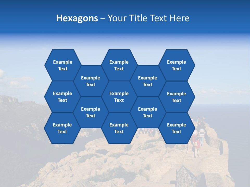 A Group Of People Walking Up A Hill Next To A Body Of Water PowerPoint Template