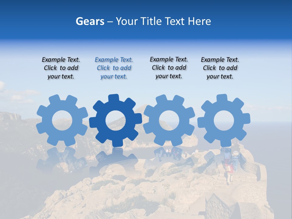 A Group Of People Walking Up A Hill Next To A Body Of Water PowerPoint Template