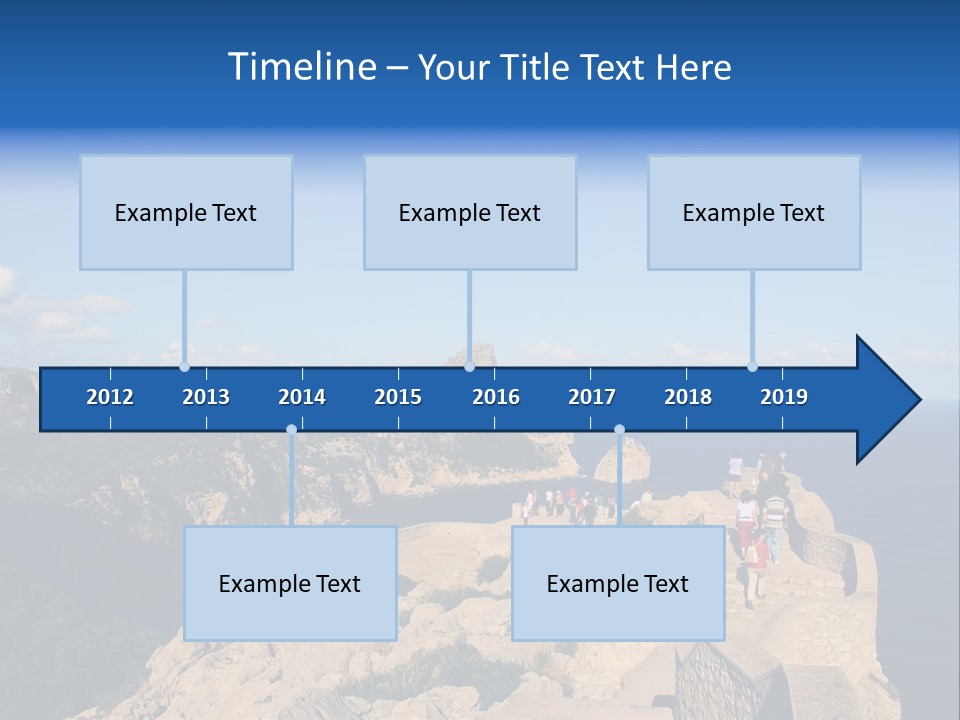 A Group Of People Walking Up A Hill Next To A Body Of Water PowerPoint Template