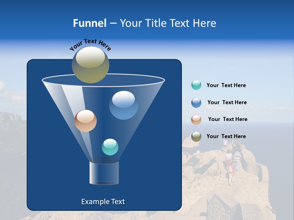 A Group Of People Walking Up A Hill Next To A Body Of Water PowerPoint Template