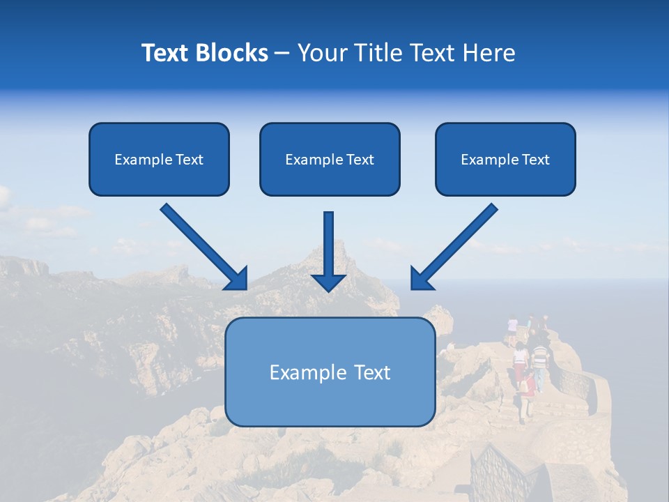 A Group Of People Walking Up A Hill Next To A Body Of Water PowerPoint Template