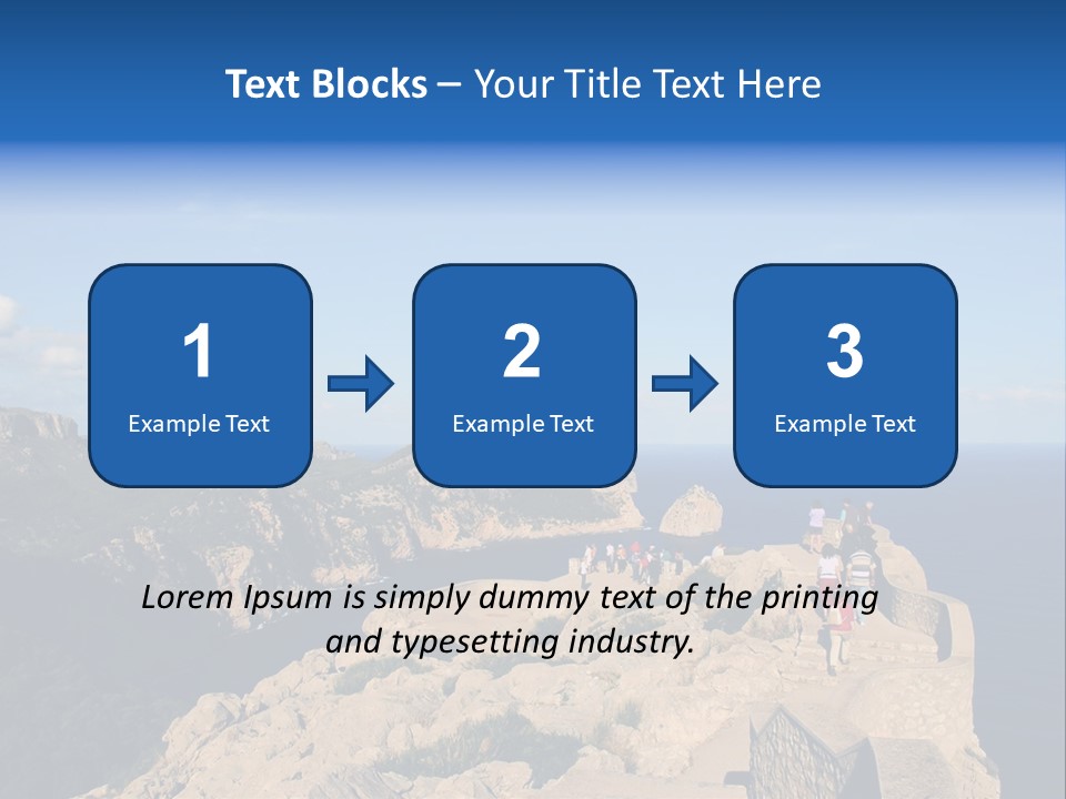 A Group Of People Walking Up A Hill Next To A Body Of Water PowerPoint Template