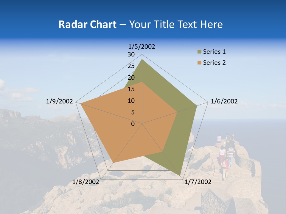 A Group Of People Walking Up A Hill Next To A Body Of Water PowerPoint Template