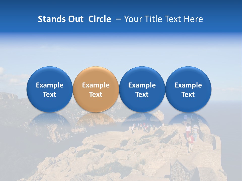 A Group Of People Walking Up A Hill Next To A Body Of Water PowerPoint Template