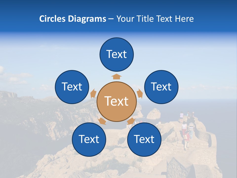 A Group Of People Walking Up A Hill Next To A Body Of Water PowerPoint Template