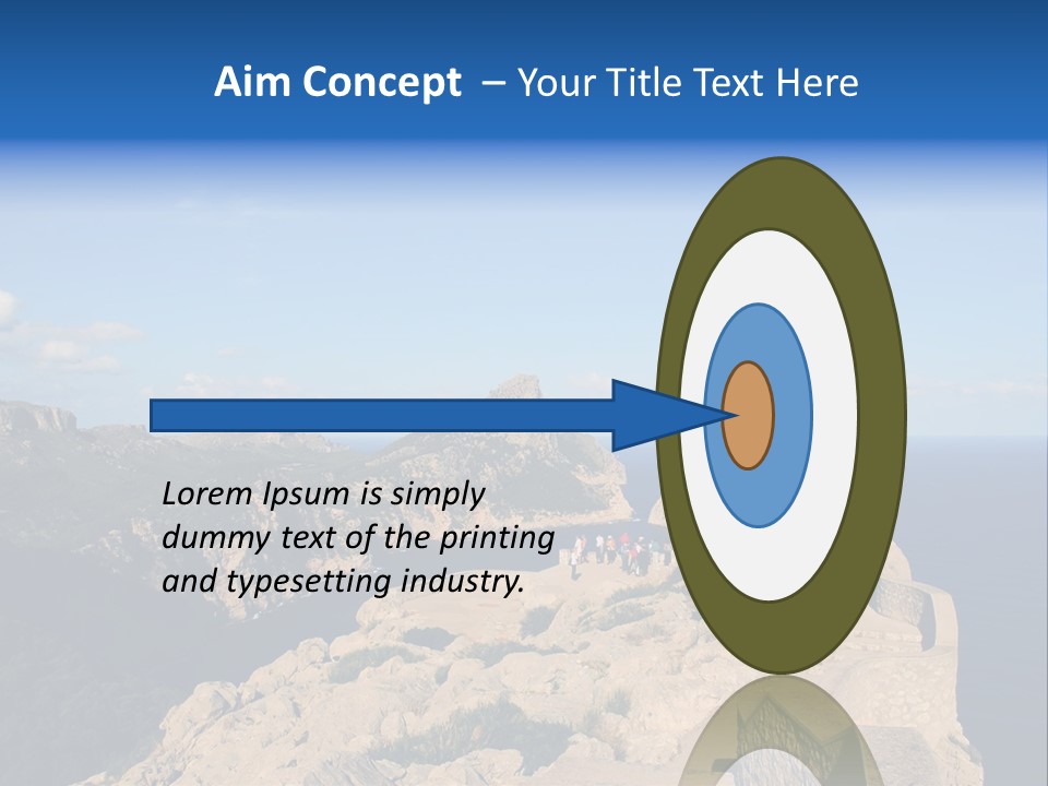 A Group Of People Walking Up A Hill Next To A Body Of Water PowerPoint Template