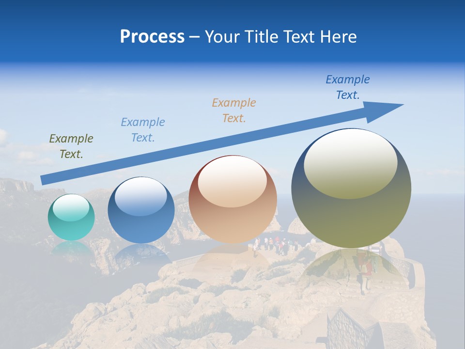 A Group Of People Walking Up A Hill Next To A Body Of Water PowerPoint Template