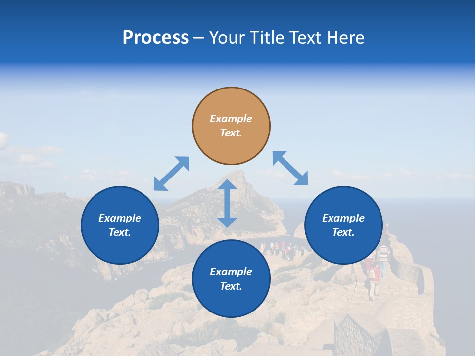 A Group Of People Walking Up A Hill Next To A Body Of Water PowerPoint Template