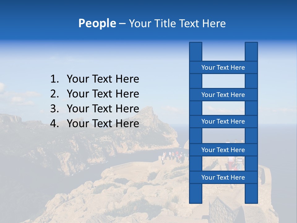 A Group Of People Walking Up A Hill Next To A Body Of Water PowerPoint Template