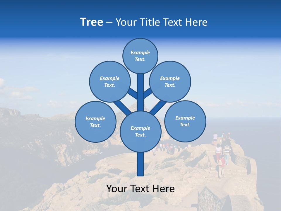 A Group Of People Walking Up A Hill Next To A Body Of Water PowerPoint Template