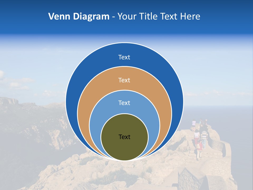 A Group Of People Walking Up A Hill Next To A Body Of Water PowerPoint Template