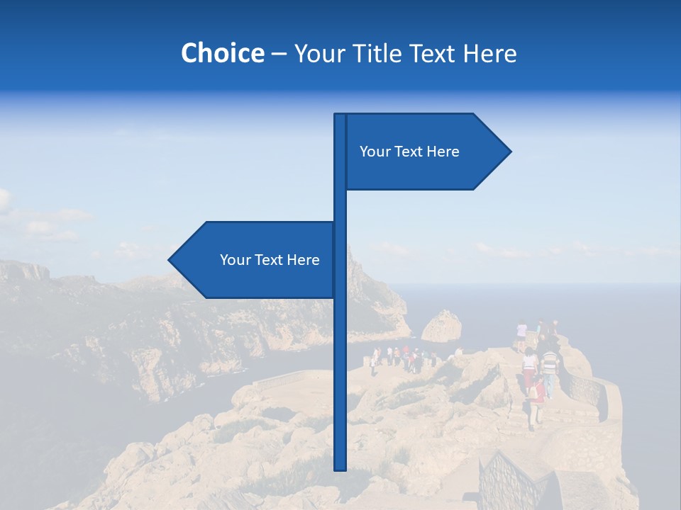 A Group Of People Walking Up A Hill Next To A Body Of Water PowerPoint Template