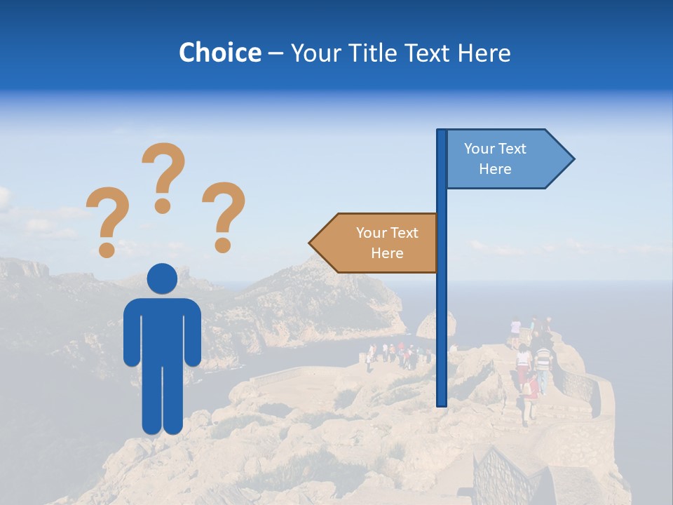 A Group Of People Walking Up A Hill Next To A Body Of Water PowerPoint Template