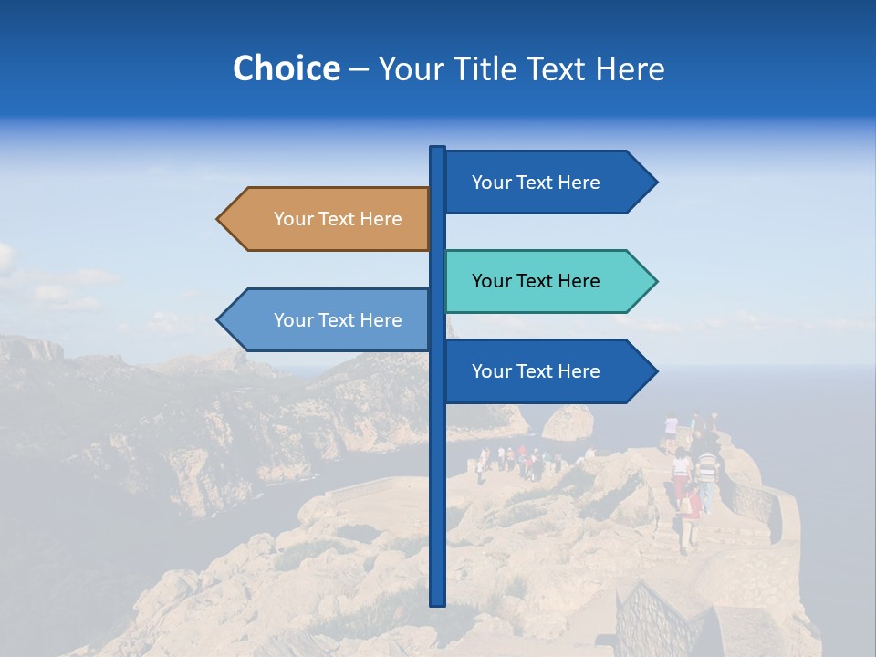 A Group Of People Walking Up A Hill Next To A Body Of Water PowerPoint Template