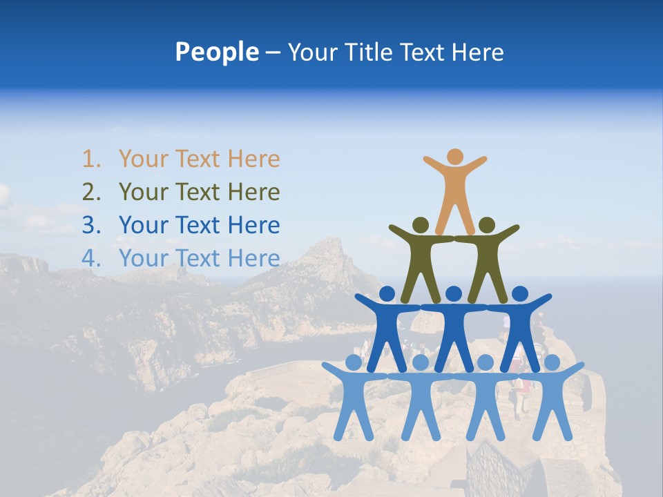 A Group Of People Walking Up A Hill Next To A Body Of Water PowerPoint Template