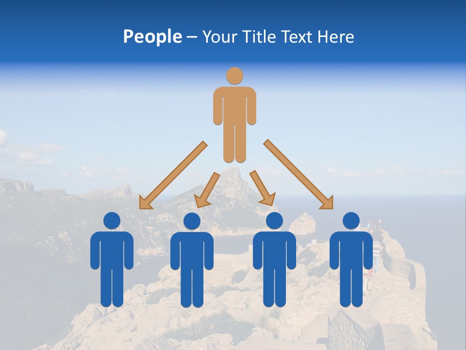 A Group Of People Walking Up A Hill Next To A Body Of Water PowerPoint Template