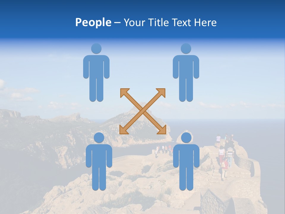 A Group Of People Walking Up A Hill Next To A Body Of Water PowerPoint Template