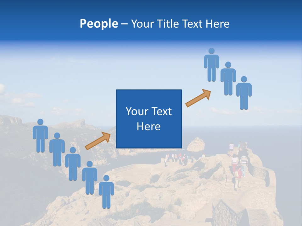 A Group Of People Walking Up A Hill Next To A Body Of Water PowerPoint Template