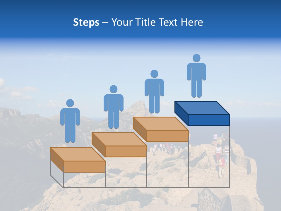 A Group Of People Walking Up A Hill Next To A Body Of Water PowerPoint Template