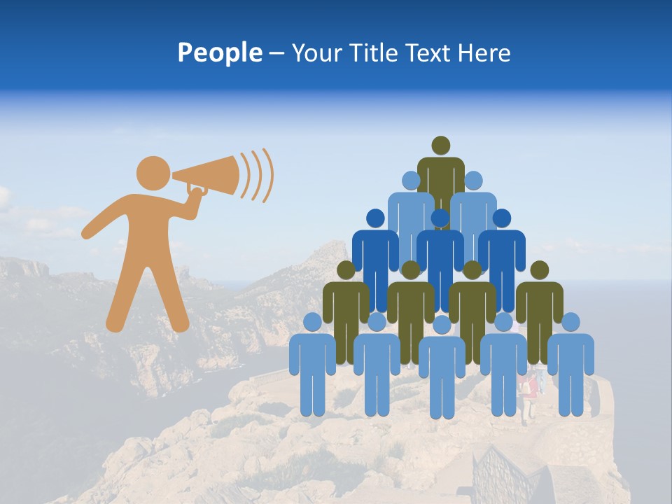 A Group Of People Walking Up A Hill Next To A Body Of Water PowerPoint Template