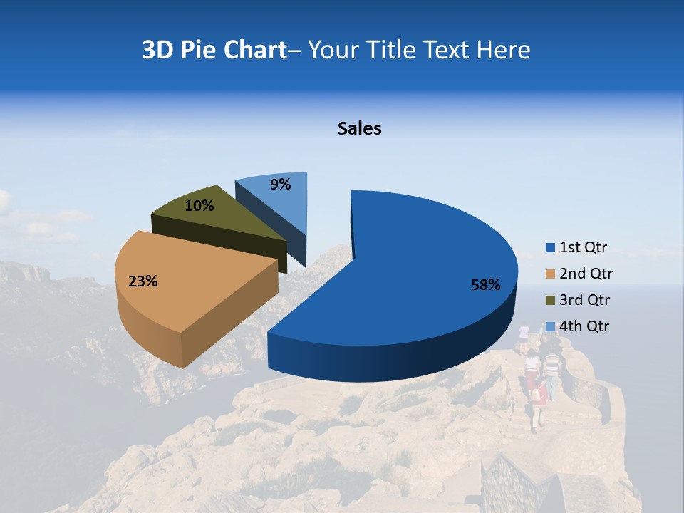 A Group Of People Walking Up A Hill Next To A Body Of Water PowerPoint Template