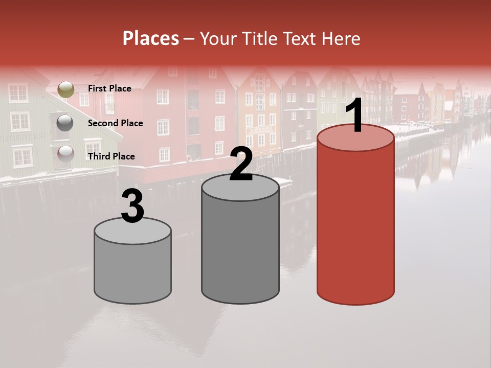 Beautiful Colourful Houses By The River, Trondheim, Norway PowerPoint Template