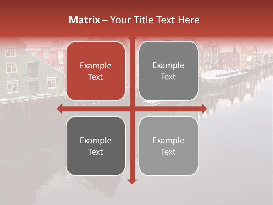 Beautiful Colourful Houses By The River, Trondheim, Norway PowerPoint Template