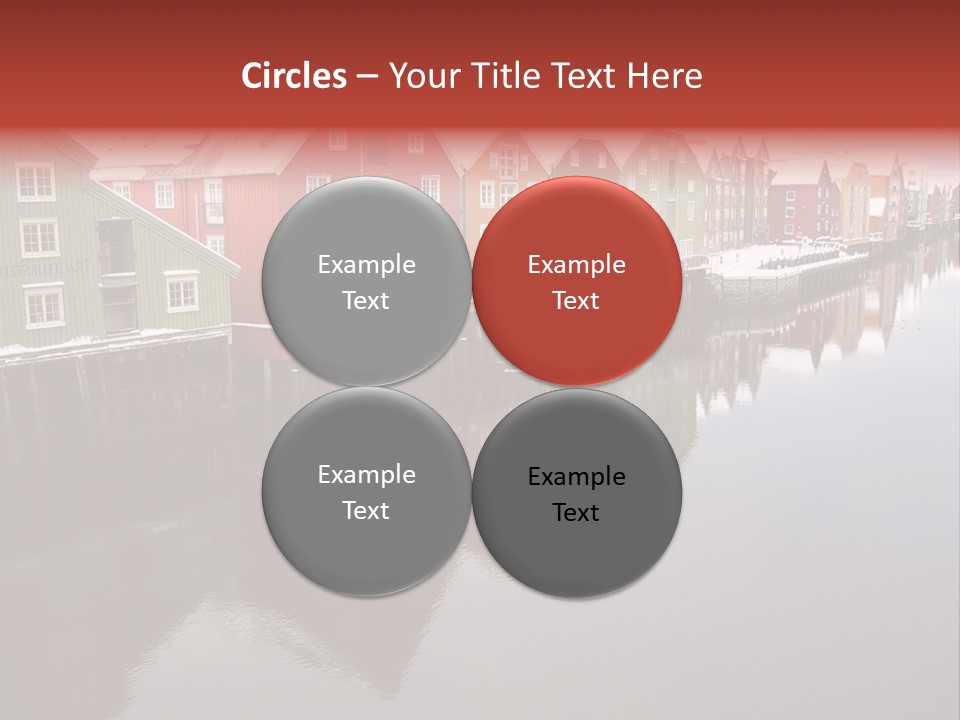 Beautiful Colourful Houses By The River, Trondheim, Norway PowerPoint Template