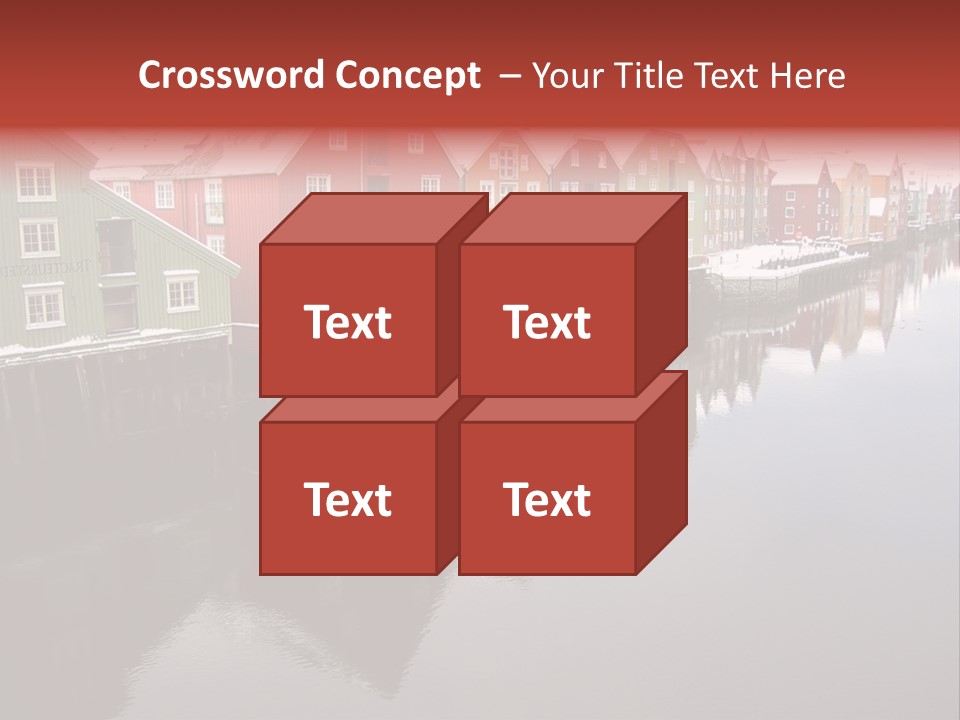 Beautiful Colourful Houses By The River, Trondheim, Norway PowerPoint Template