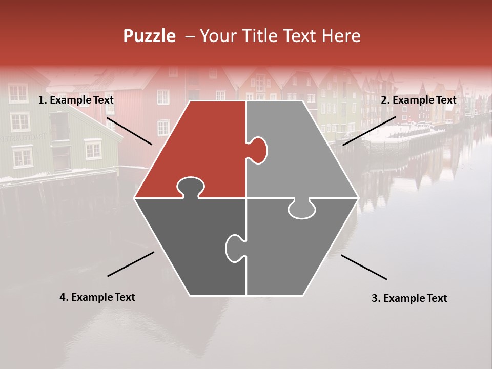 Beautiful Colourful Houses By The River, Trondheim, Norway PowerPoint Template