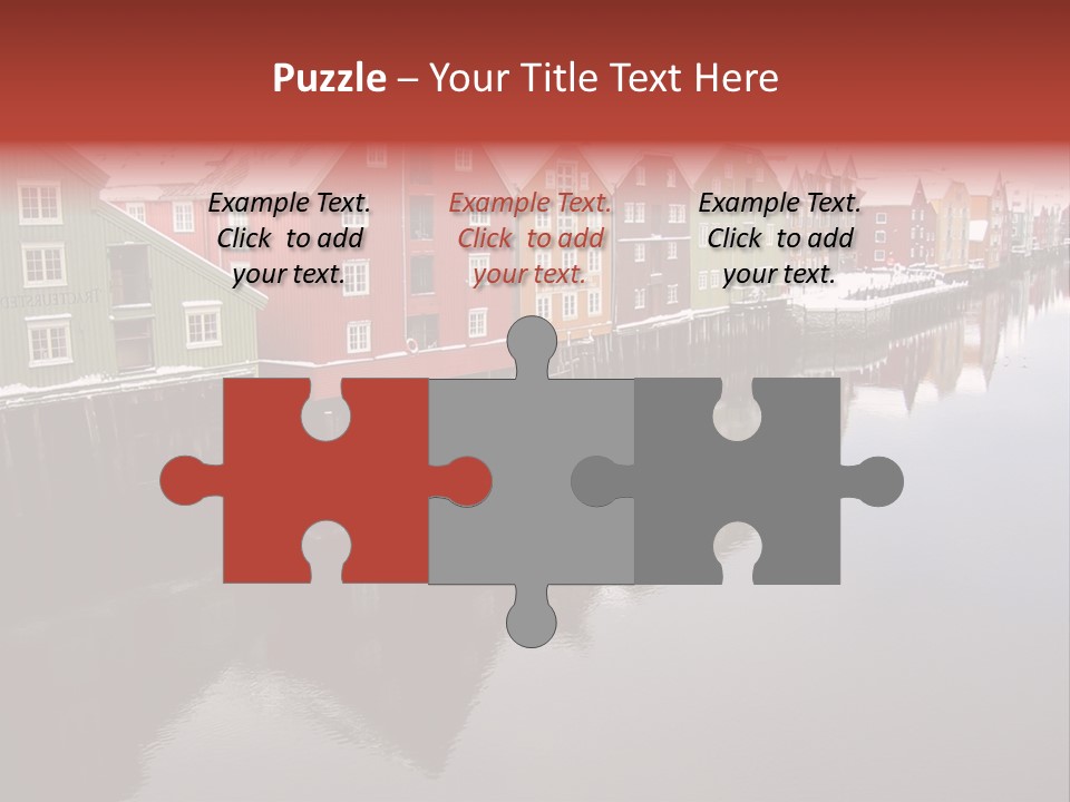 Beautiful Colourful Houses By The River, Trondheim, Norway PowerPoint Template