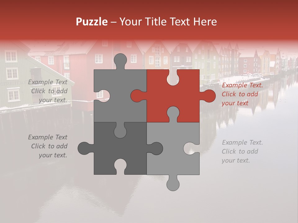 Beautiful Colourful Houses By The River, Trondheim, Norway PowerPoint Template