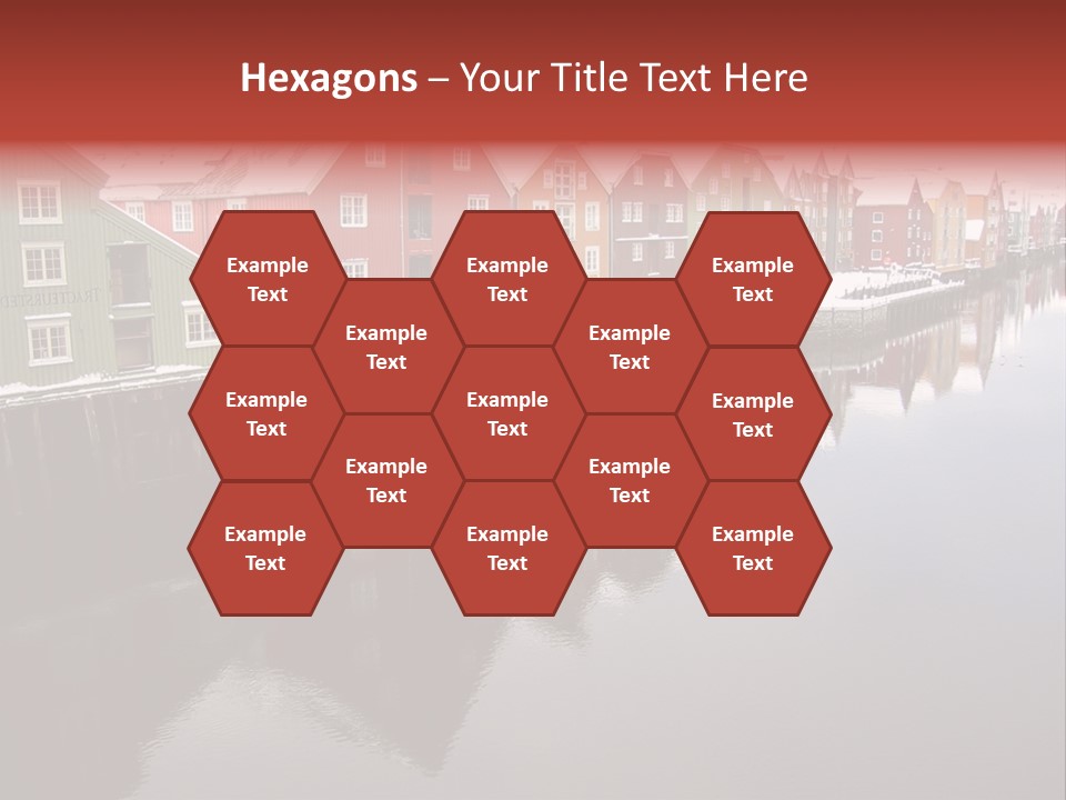 Beautiful Colourful Houses By The River, Trondheim, Norway PowerPoint Template