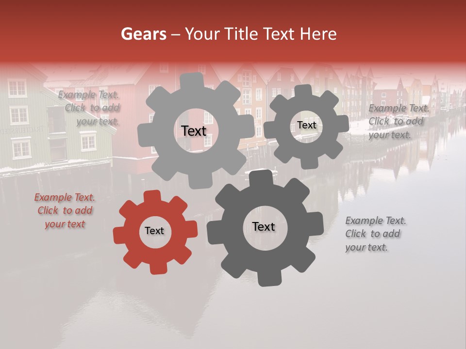 Beautiful Colourful Houses By The River, Trondheim, Norway PowerPoint Template