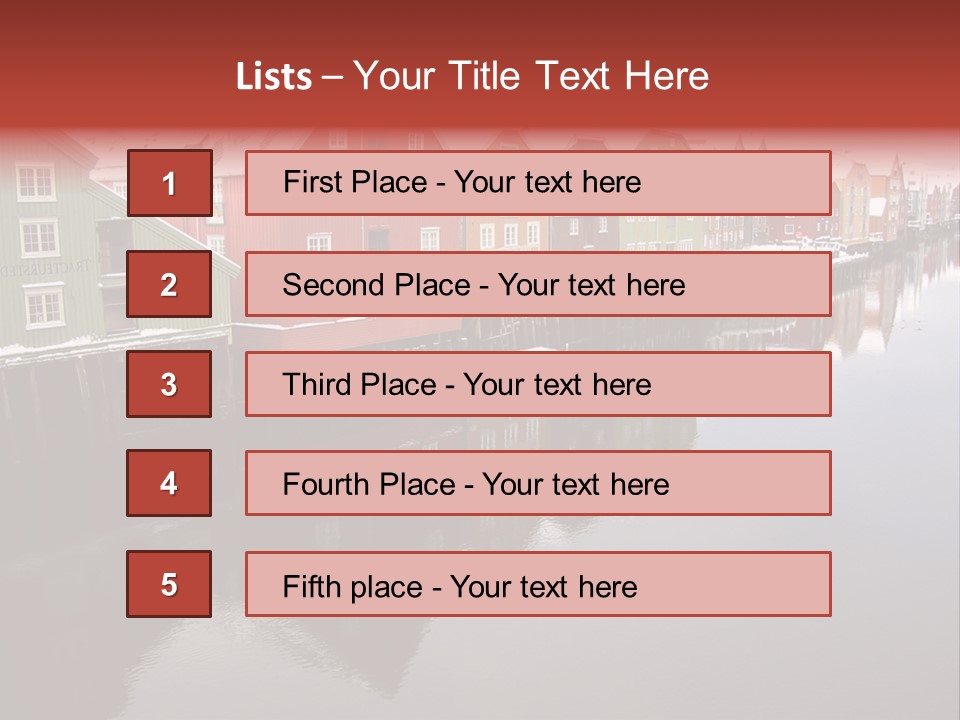 Beautiful Colourful Houses By The River, Trondheim, Norway PowerPoint Template