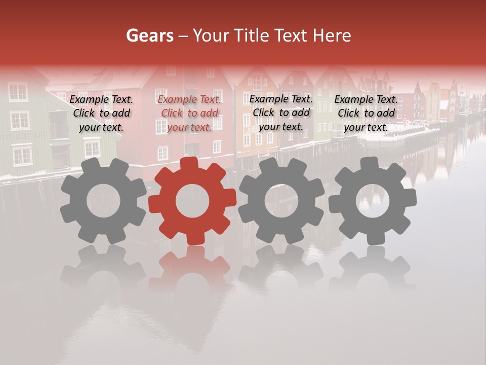 Beautiful Colourful Houses By The River, Trondheim, Norway PowerPoint Template