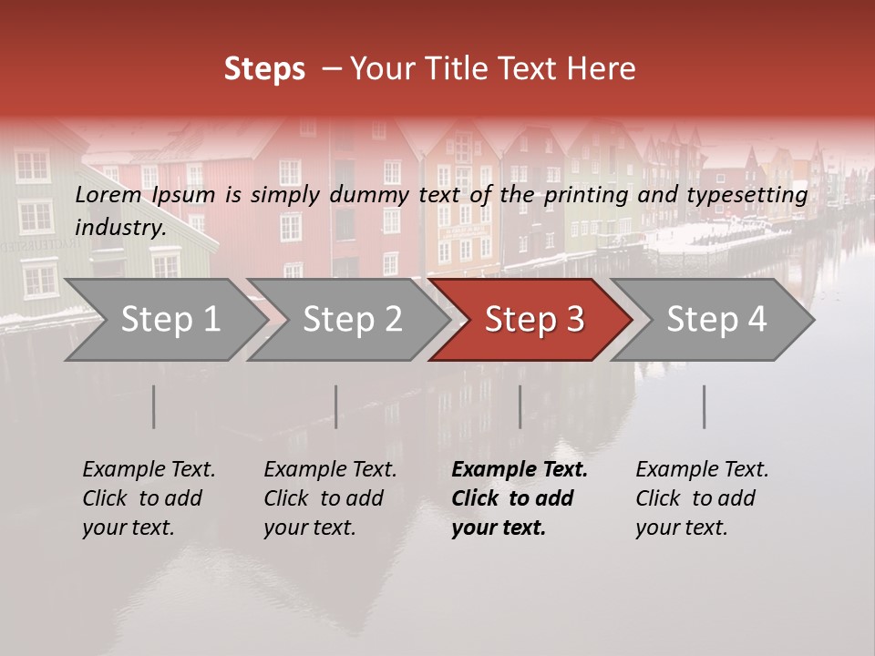 Beautiful Colourful Houses By The River, Trondheim, Norway PowerPoint Template