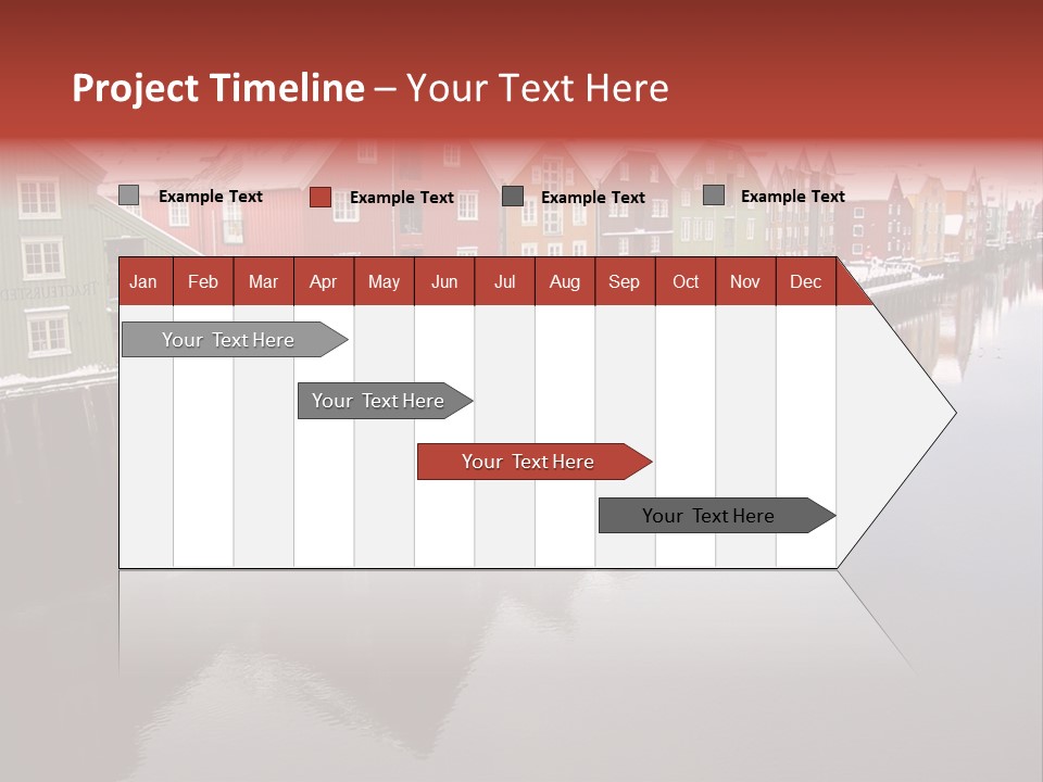 Beautiful Colourful Houses By The River, Trondheim, Norway PowerPoint Template