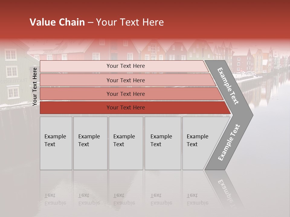 Beautiful Colourful Houses By The River, Trondheim, Norway PowerPoint Template